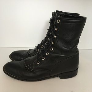 Justin Women 8 B Black Leather Paddock Boots